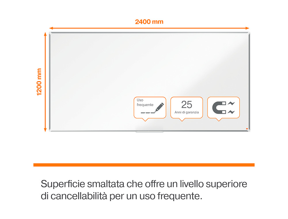 Quadro branco nobo premium plus aco vitrificado magnetico 2400x1200 mm ( Imagem 4 de 4 ) - Preview