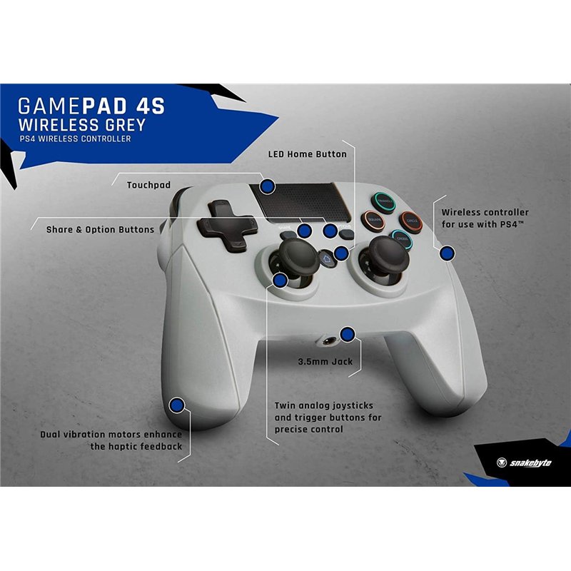 Comando PS4 Snakebyte 4S Wireless - Grey ( Imagem 2 de 3 ) - Preview