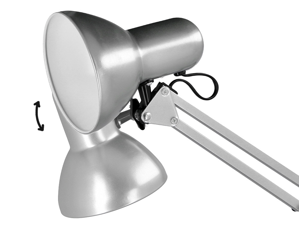 Lampara de escritorio q-connect antares metalica conpinza interruptor brazo doble 3 articulaciones color plata ( Imagem 4 de 12 ) - Preview