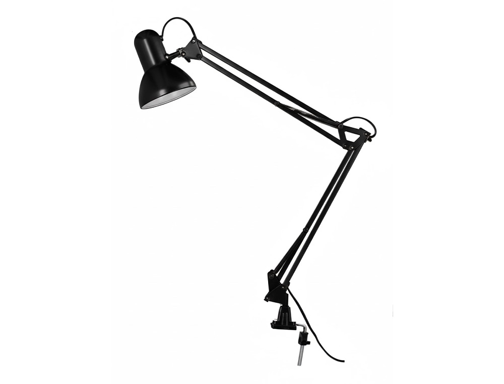 Lampara de escritorio q-connect antares metalica conpinza interruptor brazo doble 3 articulaciones color negro ( Imagem 2 de 12 ) - Preview