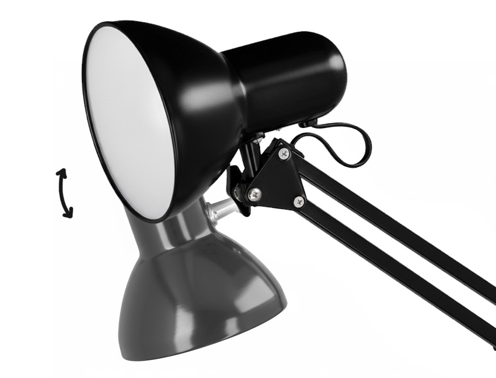 Lampara de escritorio q-connect antares metalica conpinza interruptor brazo doble 3 articulaciones color negro ( Imagem 4 de 12 ) - Preview