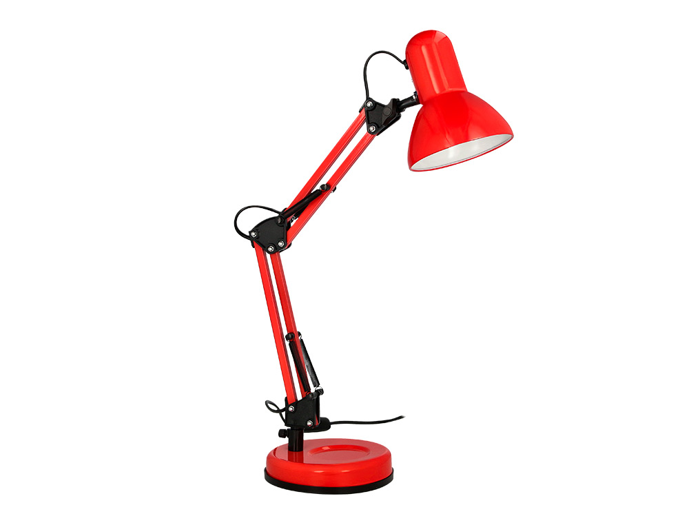 Lampara de escritorio q-connect polaris metalica coninterruptor brazo doble 3 articulaciones color rojo ( Imagem 3 de 13 ) - Preview
