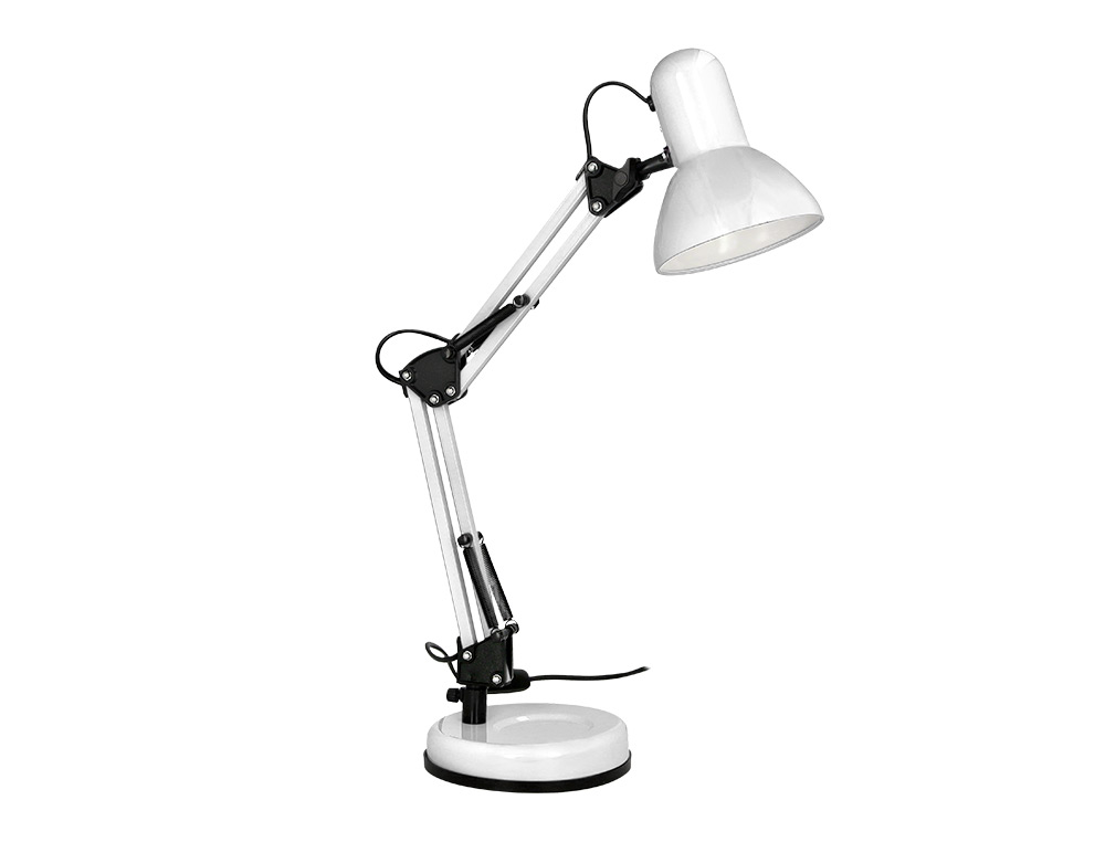 Lampara de escritorio q-connect polaris metalica coninterruptor brazo doble 3 articulaciones color blanco ( Imagem 3 de 13 ) - Preview