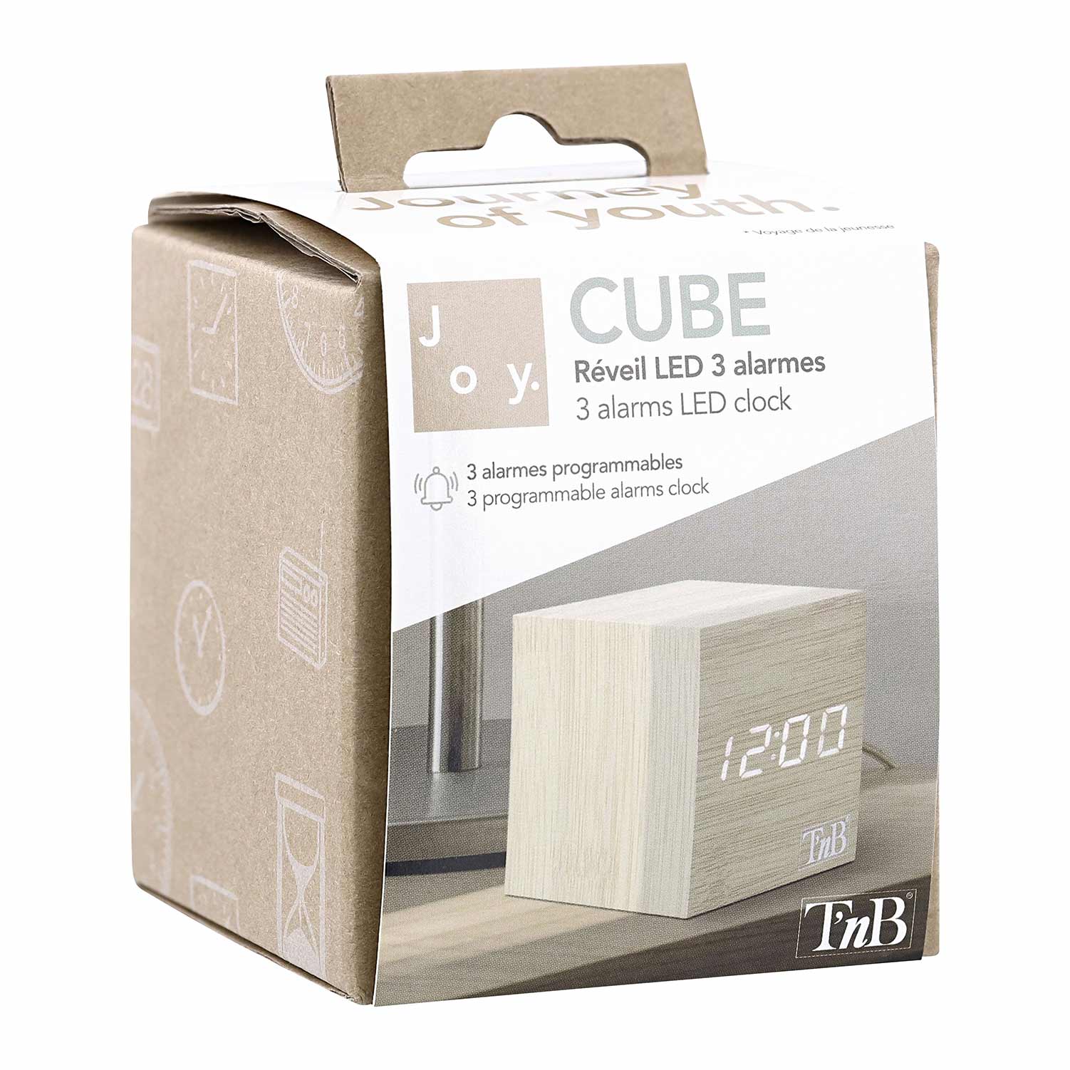 Relogio Despertador Led Em Madeira Tnb Joy Cube Clocksqwd ( Imagem 2 de 2 ) - Preview
