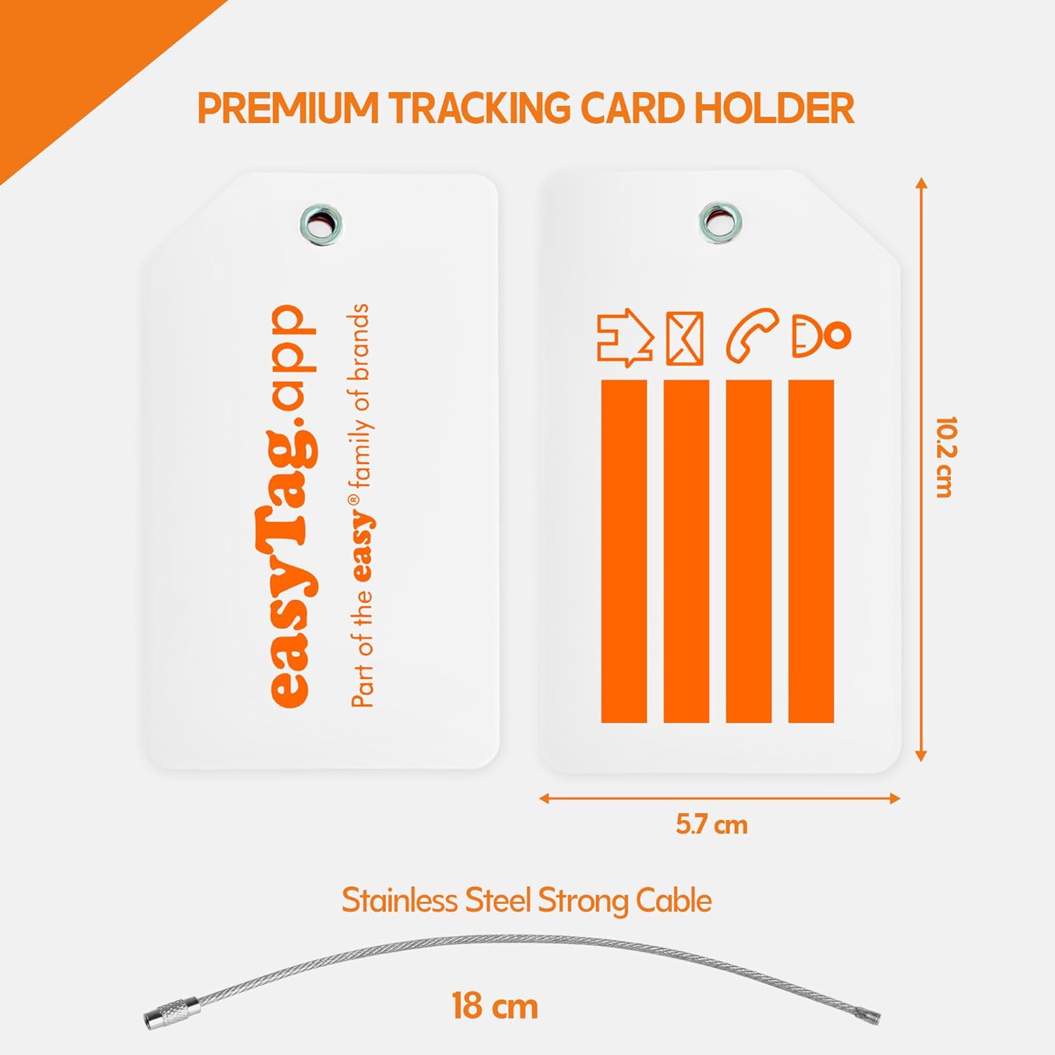 easyTag Porta-Cartões Rastreador Branco Com Compartimento Para Cabo, Acessório De Viagem Para Chaves, Bolsas E Bagagens. ( Imagem 3 de 4 ) - Preview