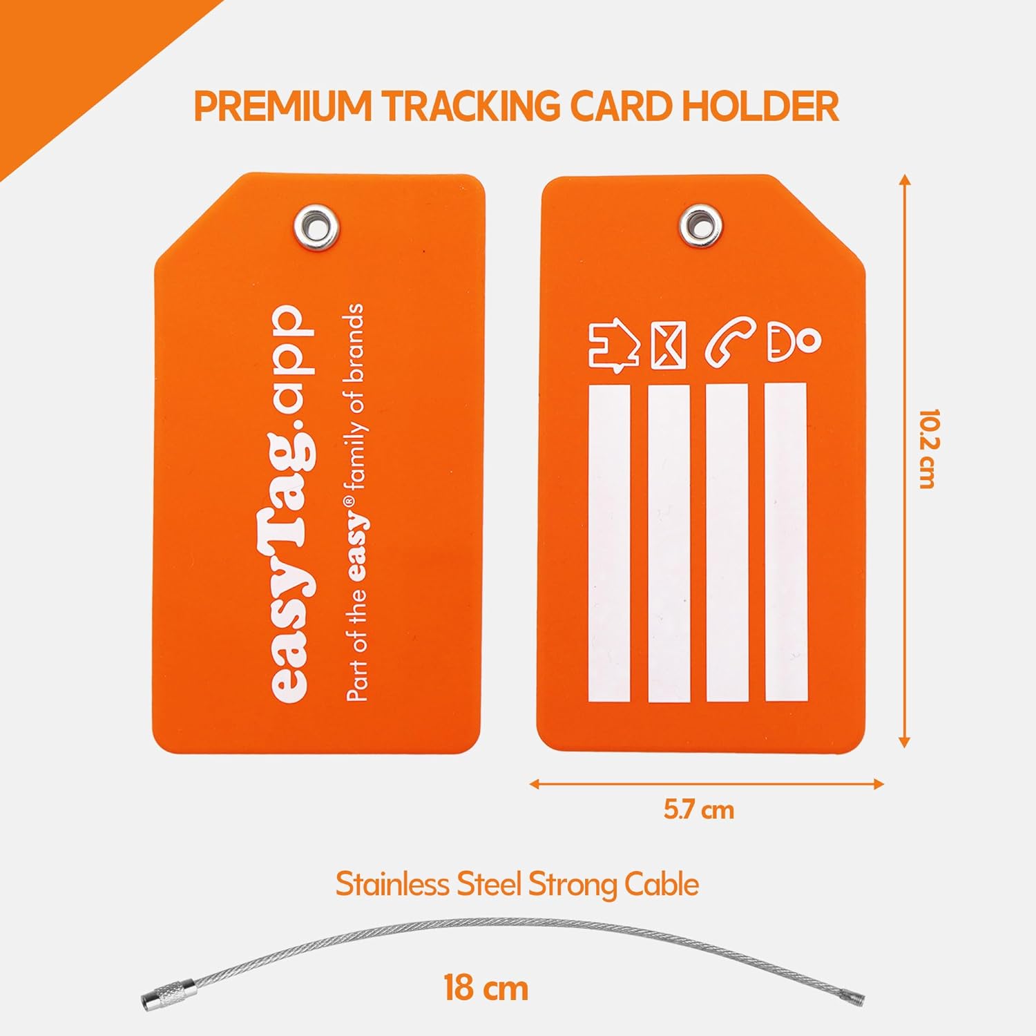 easyTag Porta-Cartões Rastreador Laranja Com Cabo Integrado, Acessório De Viagem Para Chaves, Bolsas E Bagagens. ( Imagem 3 de 4 ) - Preview
