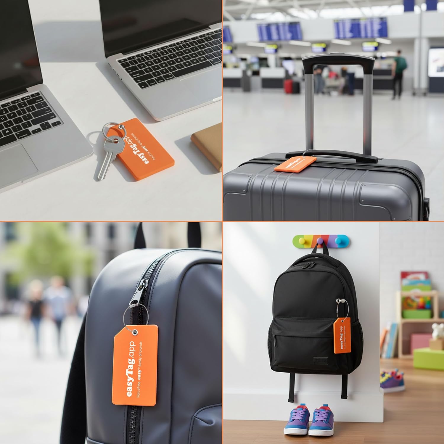 easyTag Porta-Cartões Rastreador Laranja Com Cabo Integrado, Acessório De Viagem Para Chaves, Bolsas E Bagagens. ( Imagem 4 de 4 ) - Preview