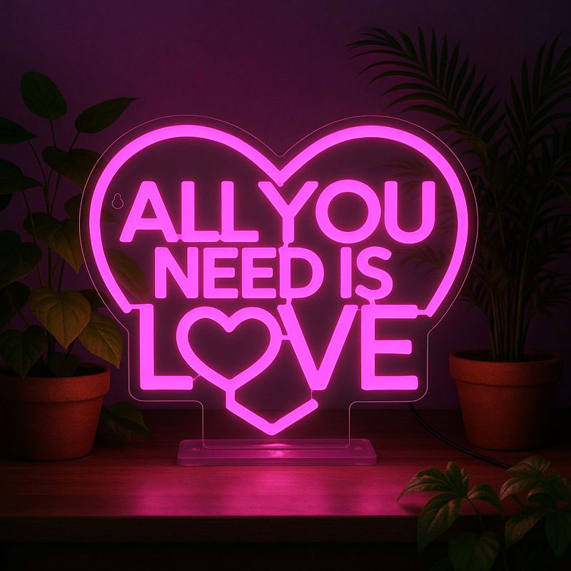 Candeeiro De Mesa Efeito Neon "All You Need Is Love" Legami I Love You Nel0005 ( Imagem 2 de 4 ) - Preview
