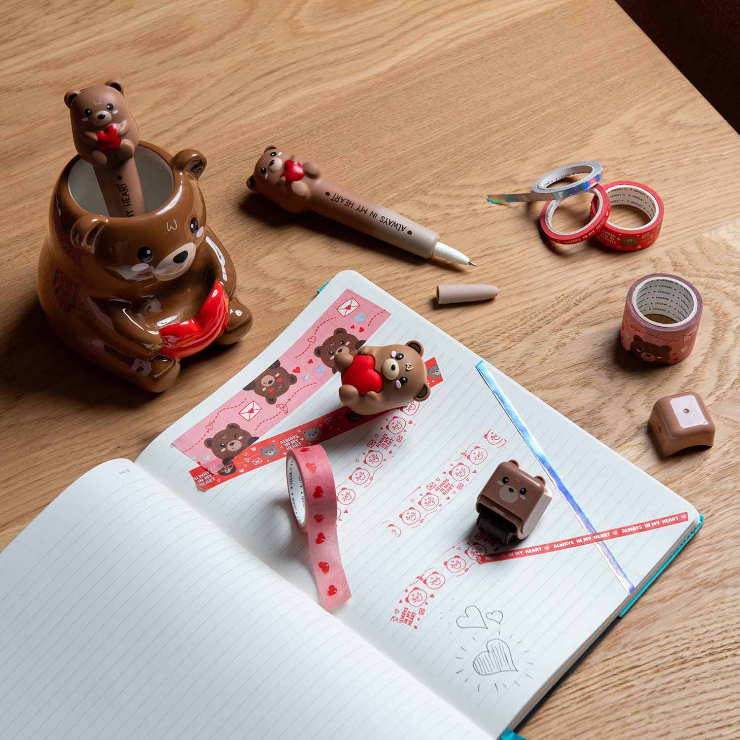 Fita Decorativa Washi Tape Legami Tape By Tape I Love You - Teddy Bear (5X5M) Tap0011 ( Imagem 4 de 4 ) - Preview