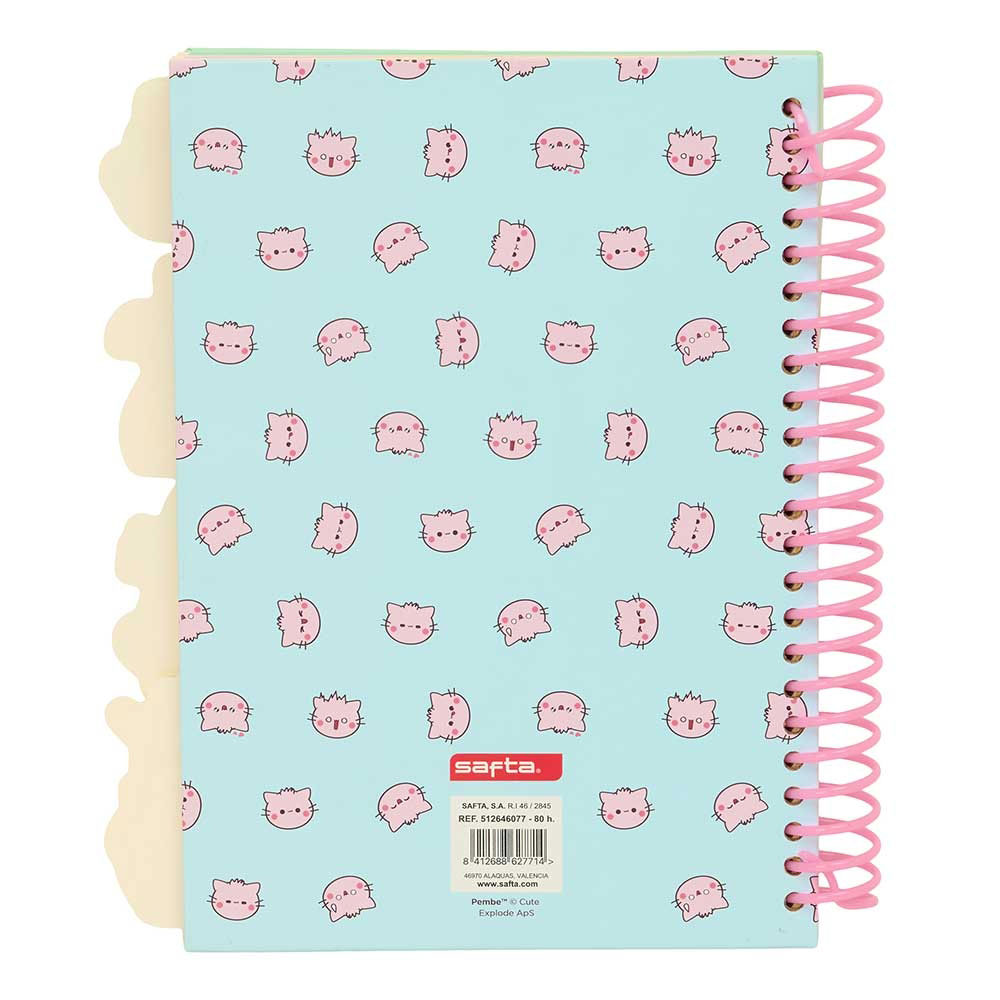 Caderno A5 Espiral Com Separadores Pembe The Pink Cat Pautado 80Fl 512646077 ( Imagem 2 de 4 ) - Preview