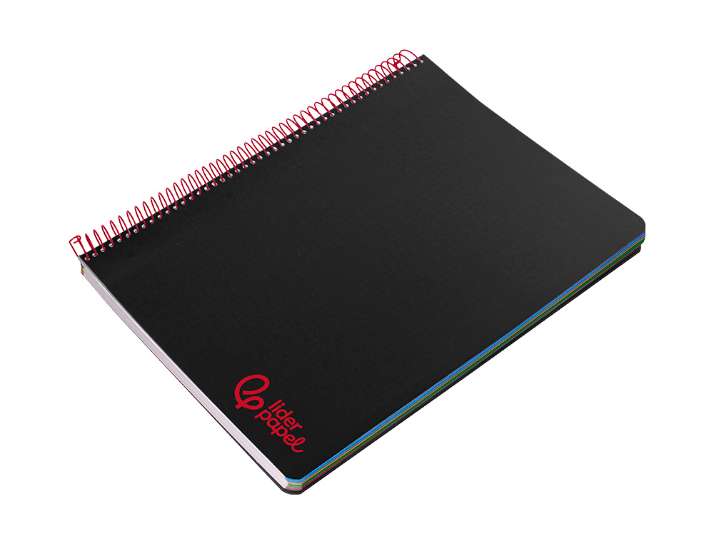 Caderno espiral liderpapel din a6 wonder capa plastico 120 f 90 gr quadricula 5mm 4 bandas de cores cor preto ( Imagem 5 de 8 ) - Preview