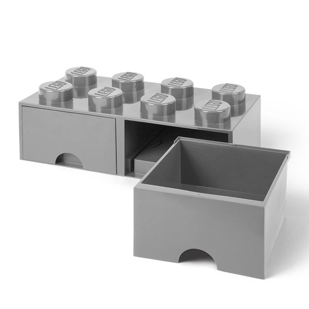 LEGO® Gaveta de Arrumação 2x4 | Cinzento Claro | 500x250x180 mm | Empilhável ( Imagem 4 de 5 ) - Preview