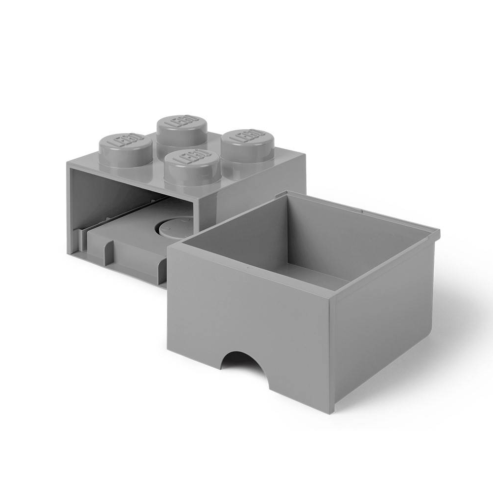 LEGO® Gaveta de Arrumação 2x2 | Cinzento Claro | 250x250x180 mm | Empilhável ( Imagem 3 de 4 ) - Preview