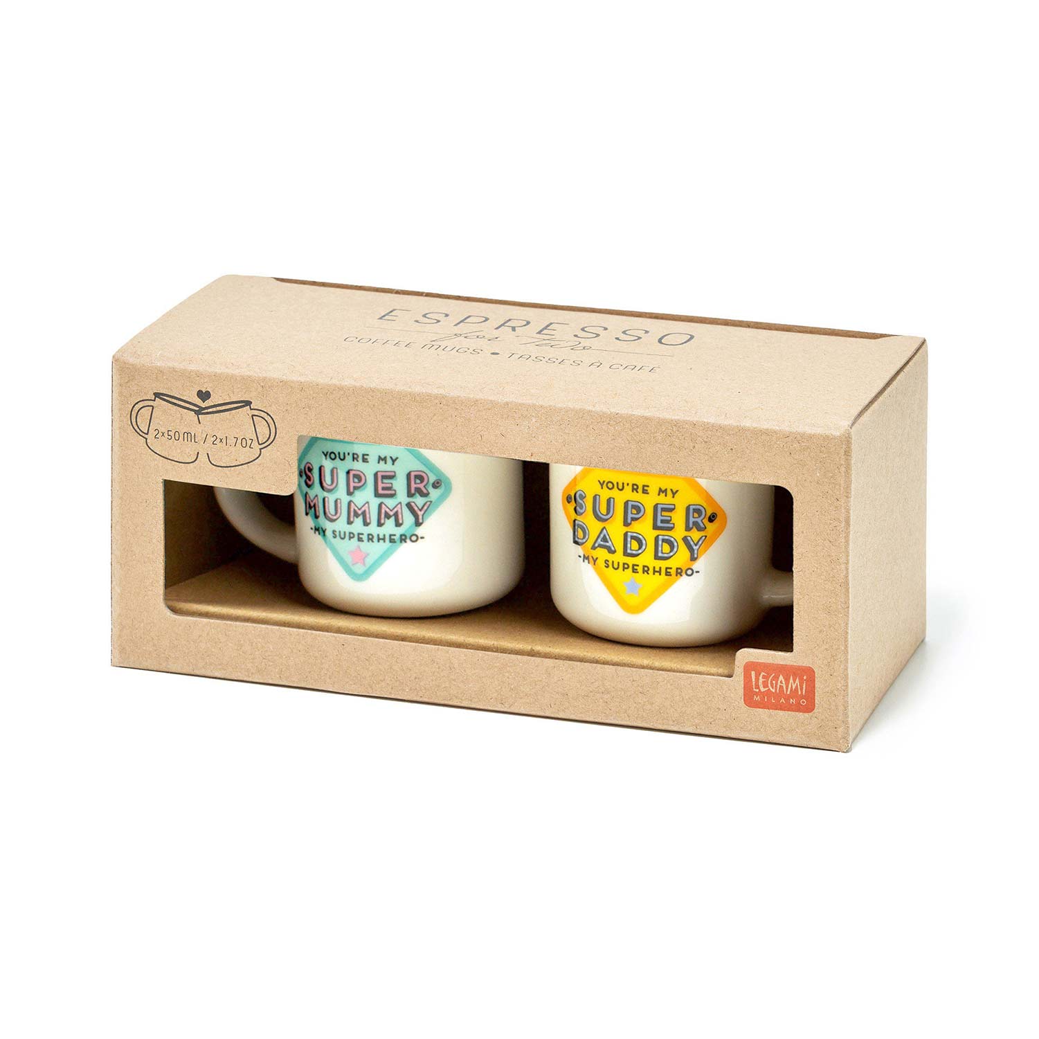 Conjunto 2 Chávenas De Café Legami Espresso For Two "Super Mommy & Super Daddy" 50Ml Mm0015 ( Imagem 2 de 3 ) - Preview