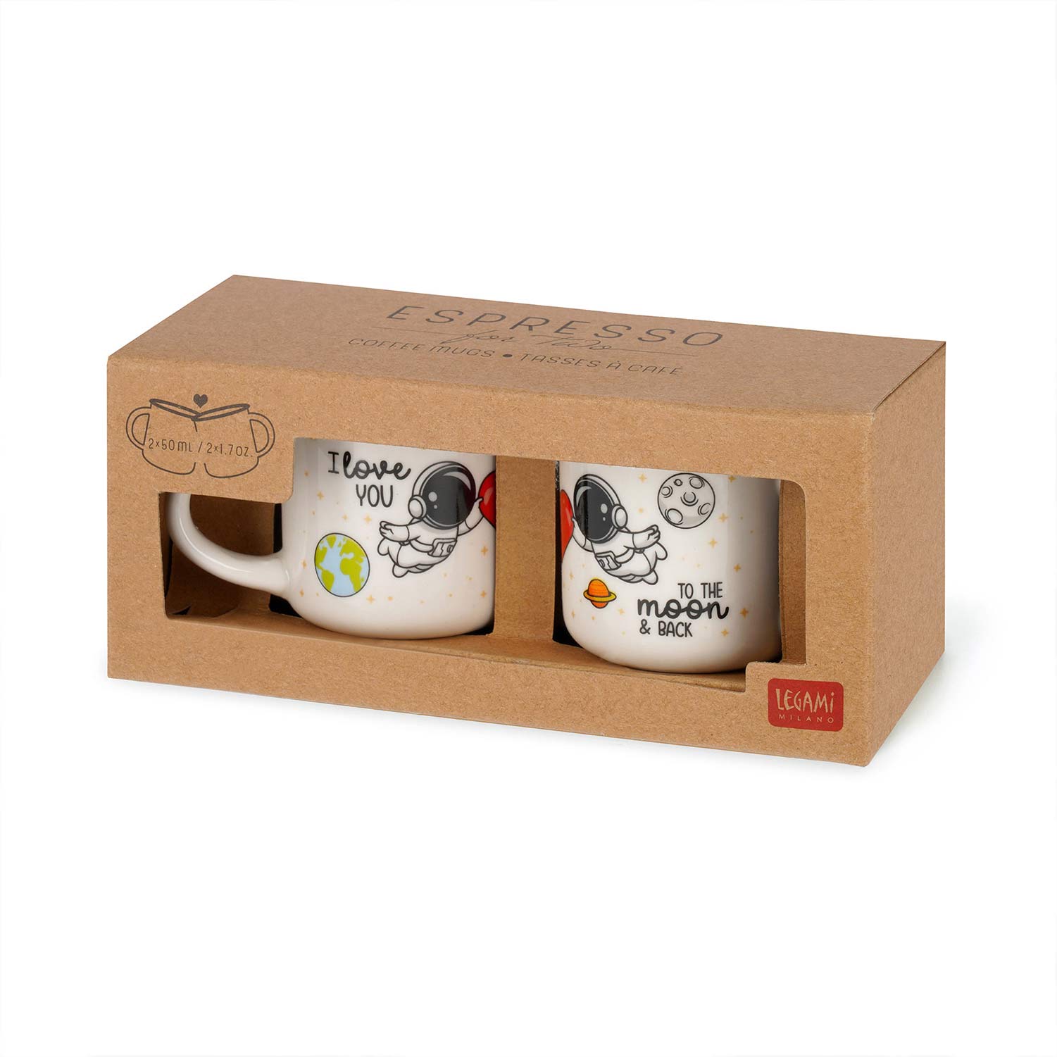 Conjunto 2 Chávenas De Café Legami Espresso For Two Space "I Love You To The Moon & Back" 50Ml Mm0020 ( Imagem 2 de 3 ) - Preview