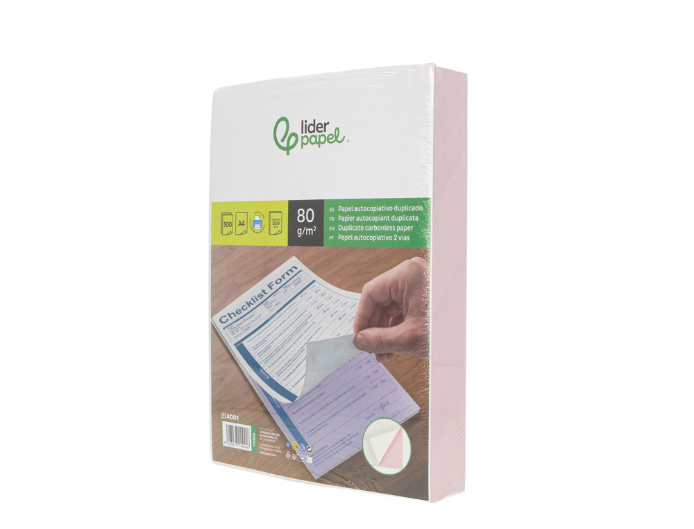 Papel autocopiativo liderpapela4 pré-alçado duplicado brancoe rosa 80 g 500 folhas (250 jogos) ( Imagem 3 de 7 ) - Preview