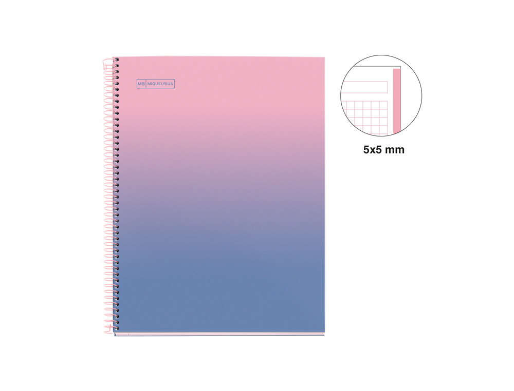 Caderno Espiral Miquelrius A4 Quadriculado 80 folhas 90 gr gradient rosa/azul ( Imagem 2 de 6 ) - Preview