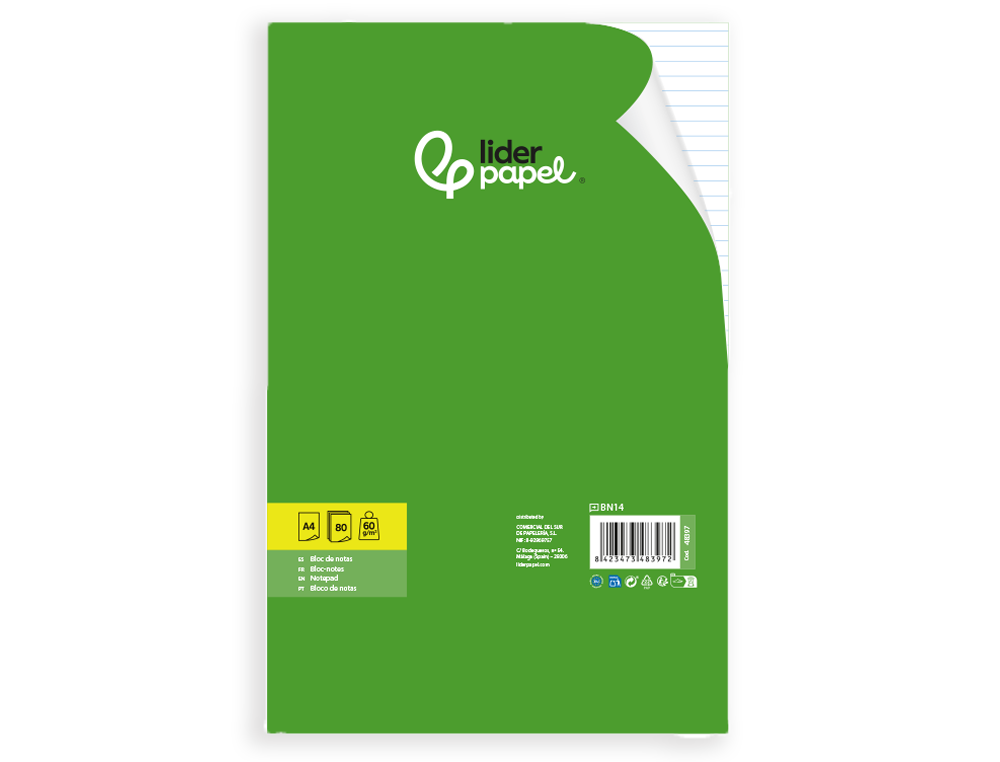 Bloco de Apontamentos Liderpapel Din A4 80 F Pautado ( Imagem 3 de 16 ) - Preview