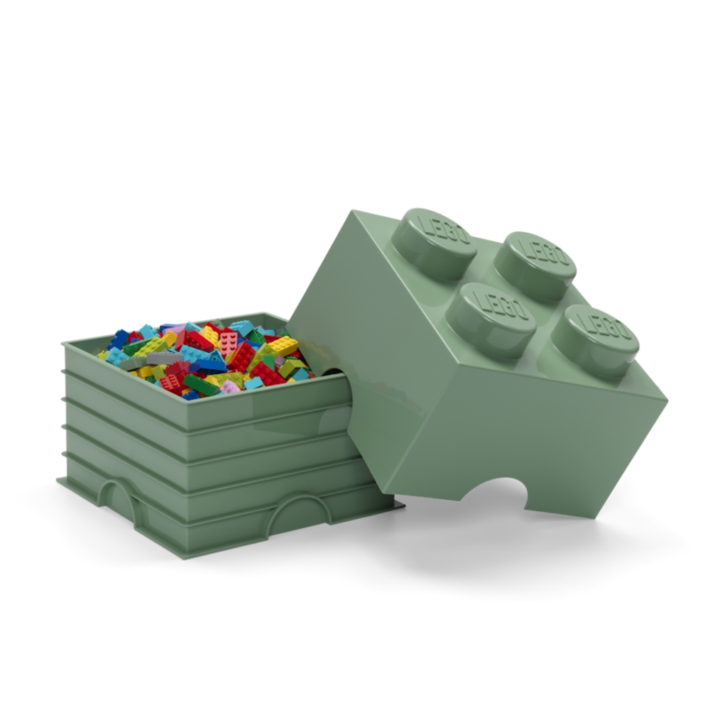 LEGO® Caixa de Arrumação 2x2 | Verde Sálvia | 250x250x180 mm | Empilhável ( Imagem 2 de 5 ) - Preview