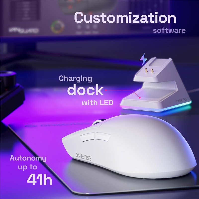 Rato Wireless Oniverse + Charging Dock - Vanguard Nocta White ( Imagem 2 de 4 ) - Preview