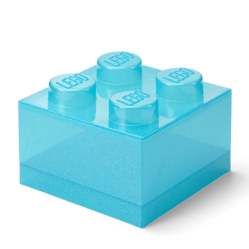 LEGO® Caixa de Arrumação 2x2 | Azul Claro Translúcido | Glitter | 250x250x180 mm | Empilhável ( Imagem 2 de 5 ) - Preview