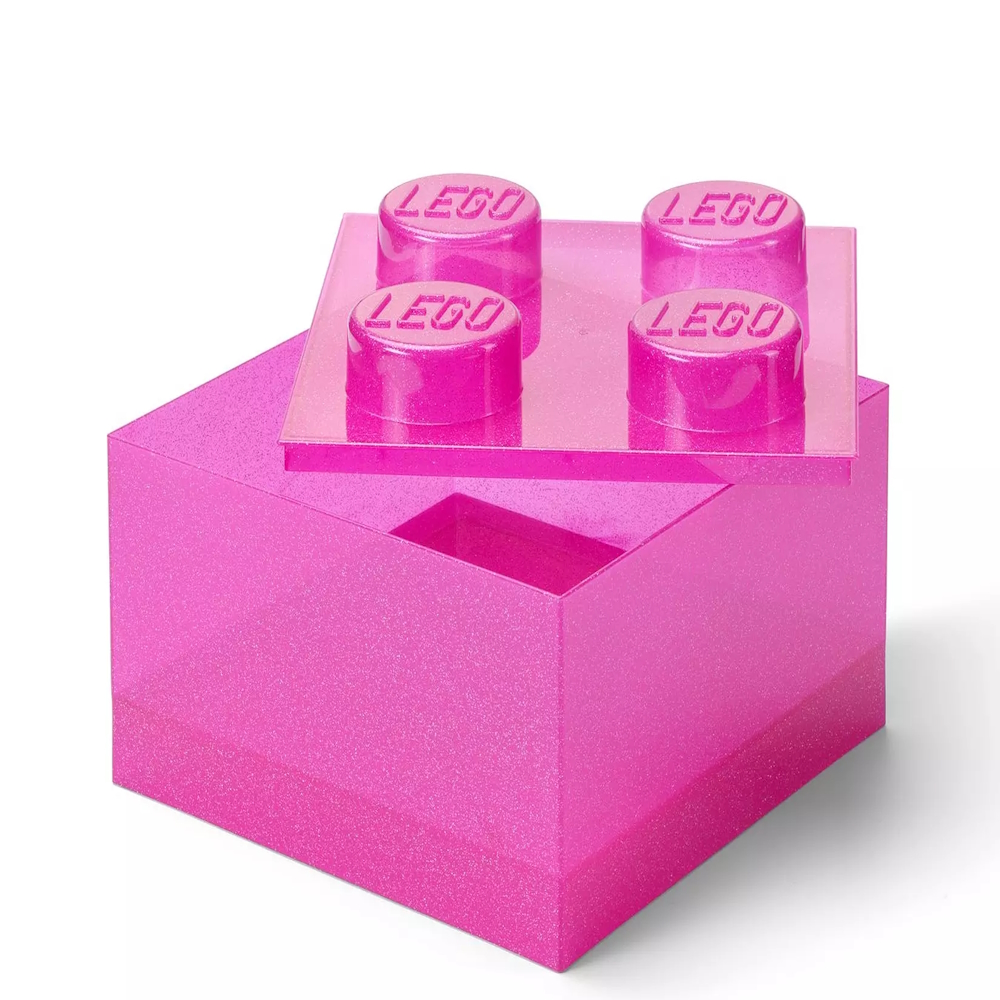 LEGO® Caixa de Arrumação 2x2 | Rosa Translúcido | Glitter | 250x250x180 mm | Empilhável ( Imagem 3 de 5 ) - Preview