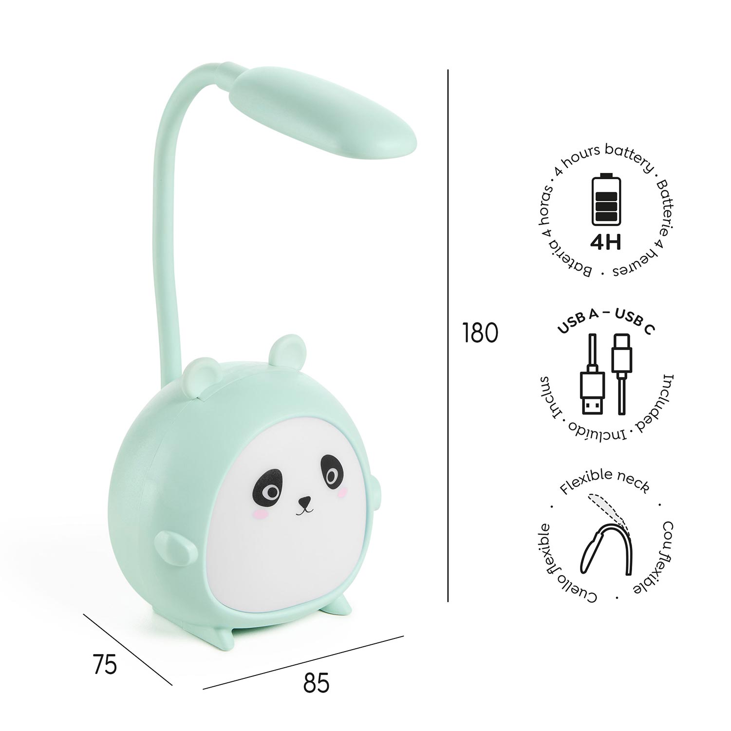 Candeeiro Led Miquelrius Back2Fun Panda Menta Blister Mr13393 ( Imagem 3 de 4 ) - Preview