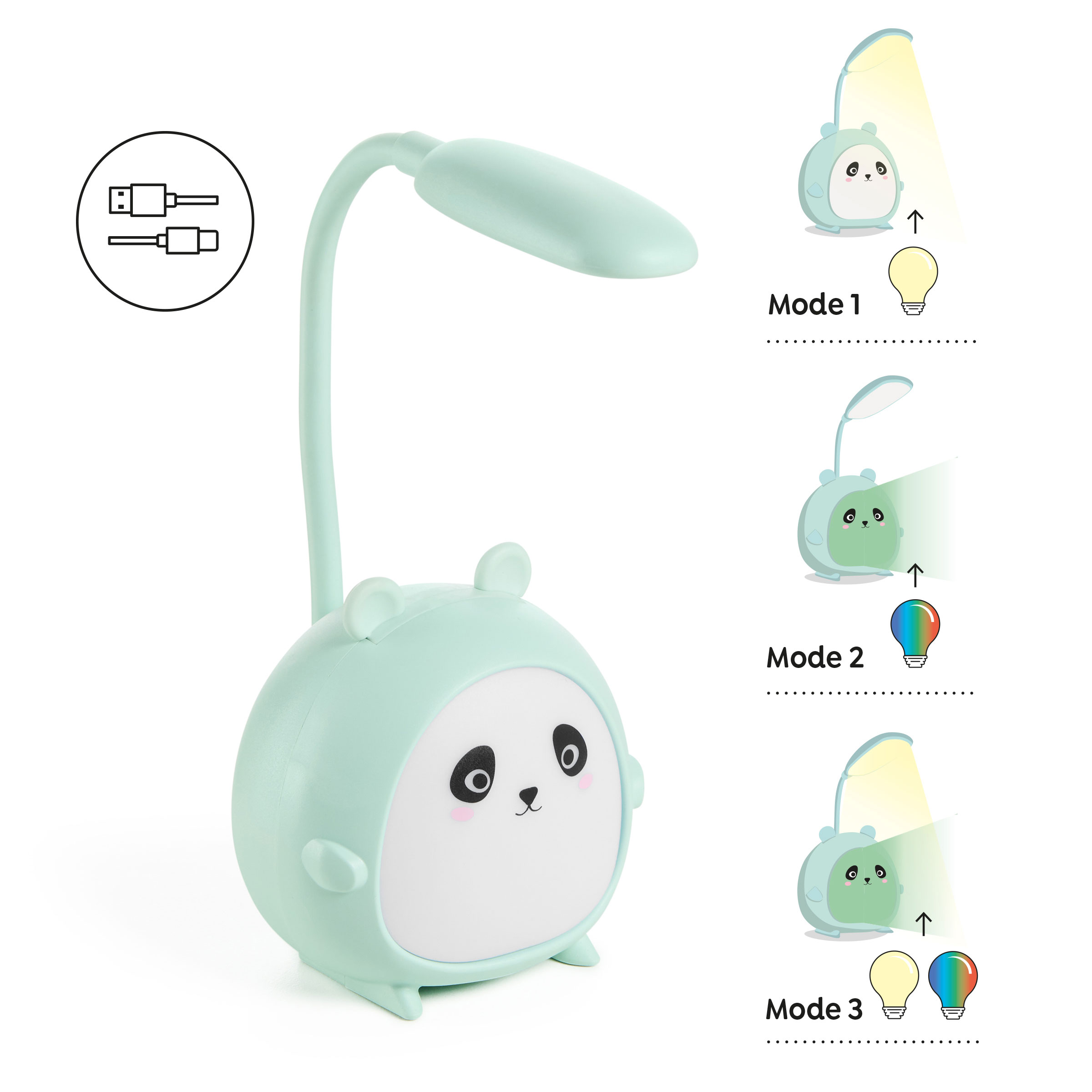 Candeeiro Led Miquelrius Back2Fun Panda Menta Blister Mr13393 ( Imagem 4 de 4 ) - Preview