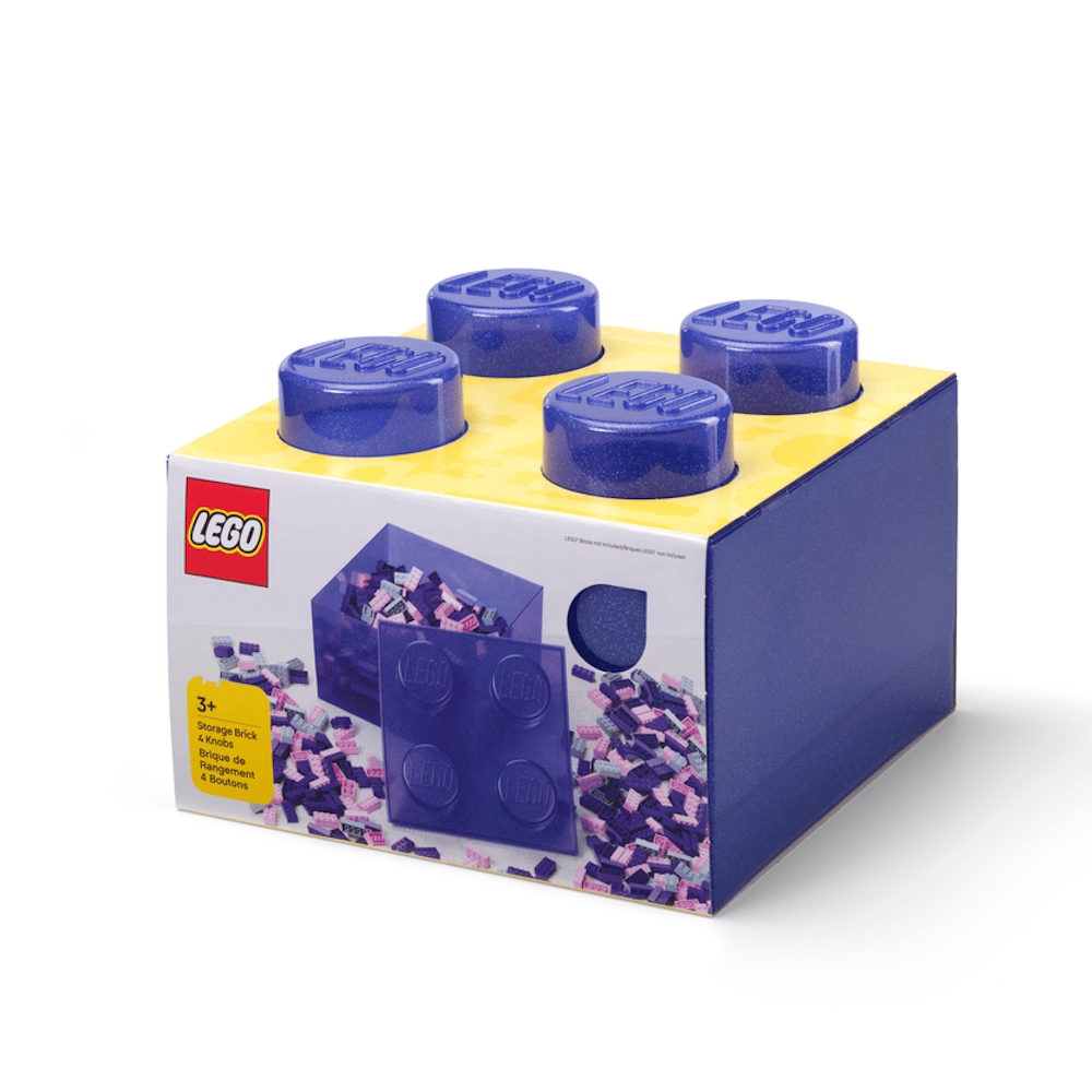 LEGO® Caixa de Arrumação 2x2 | Roxo Translúcido | Glitter | 250x250x180 mm | Empilhável ( Imagem 2 de 5 ) - Preview