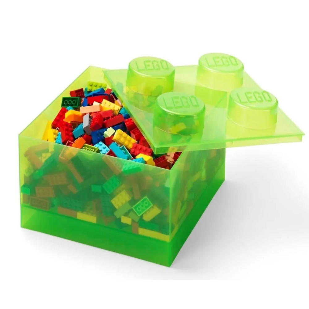 LEGO® Caixa de Arrumação 2x2 | Verde Claro Translúcido | 250x250x180 mm | Empilhável ( Imagem 2 de 5 ) - Preview