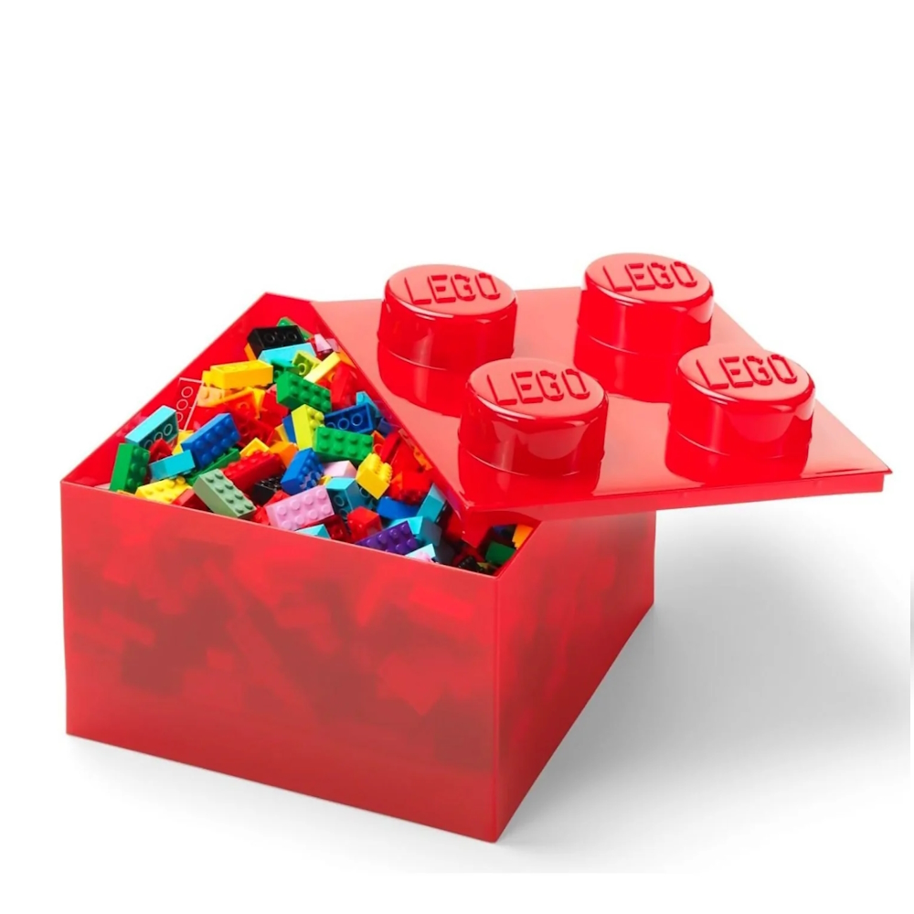LEGO® 2x2 Storage Box | Translucent Red | 250x250x180 mm | Stackable ( Imagem 2 de 5 ) - Preview