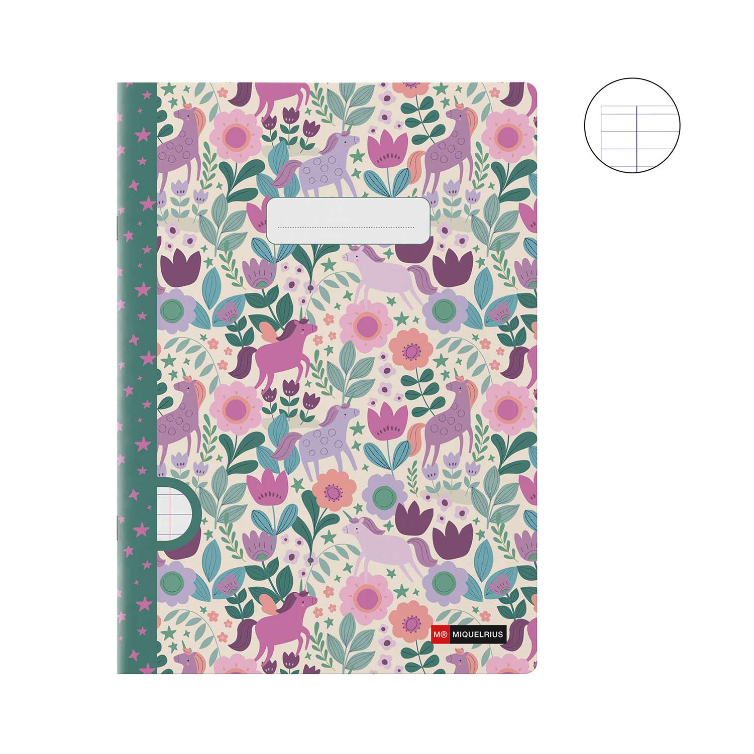 Caderno A4 Agrafado Miquelrius Magic Unicorn Flower Pautado 48Fl 90G Mr8370 ( Imagem 2 de 4 ) - Preview