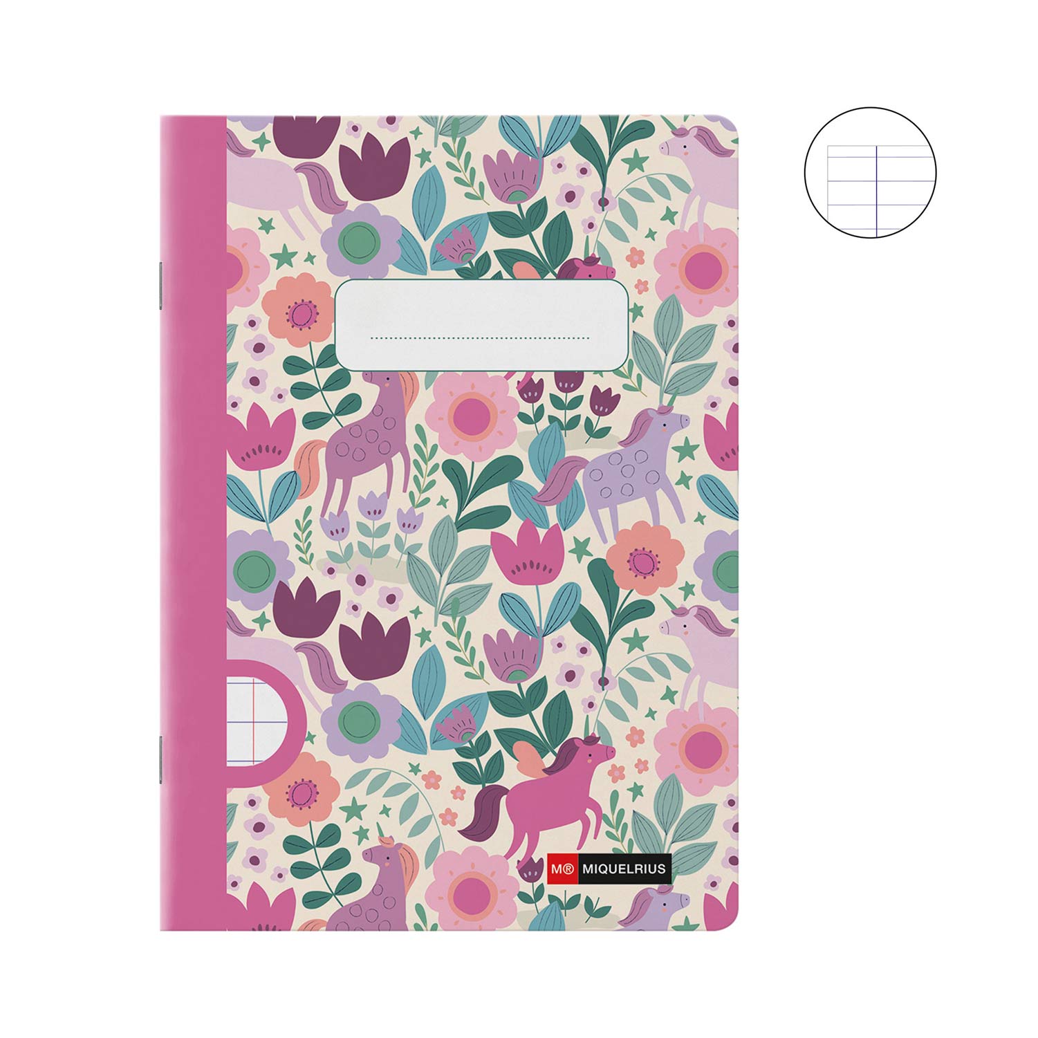 Caderno A5 Agrafado Miquelrius Magic Unicorn Flower Pautado 48Fl 90G Mr8372 ( Imagem 2 de 4 ) - Preview