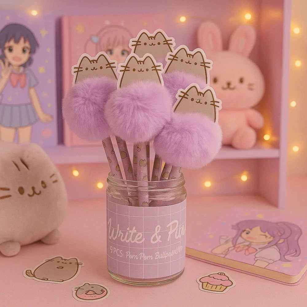 Esferográfica Pusheen Moments Com Pompom Lilas B0P0001 ( Imagem 3 de 3 ) - Preview