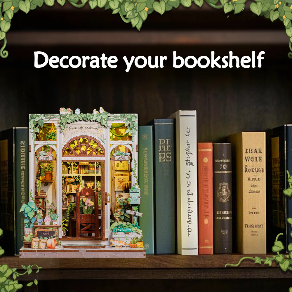 MINIATURE HOUSE - DIY - Green Life Bookshop - 196pc + LED Light ( Imagem 3 de 4 ) - Preview