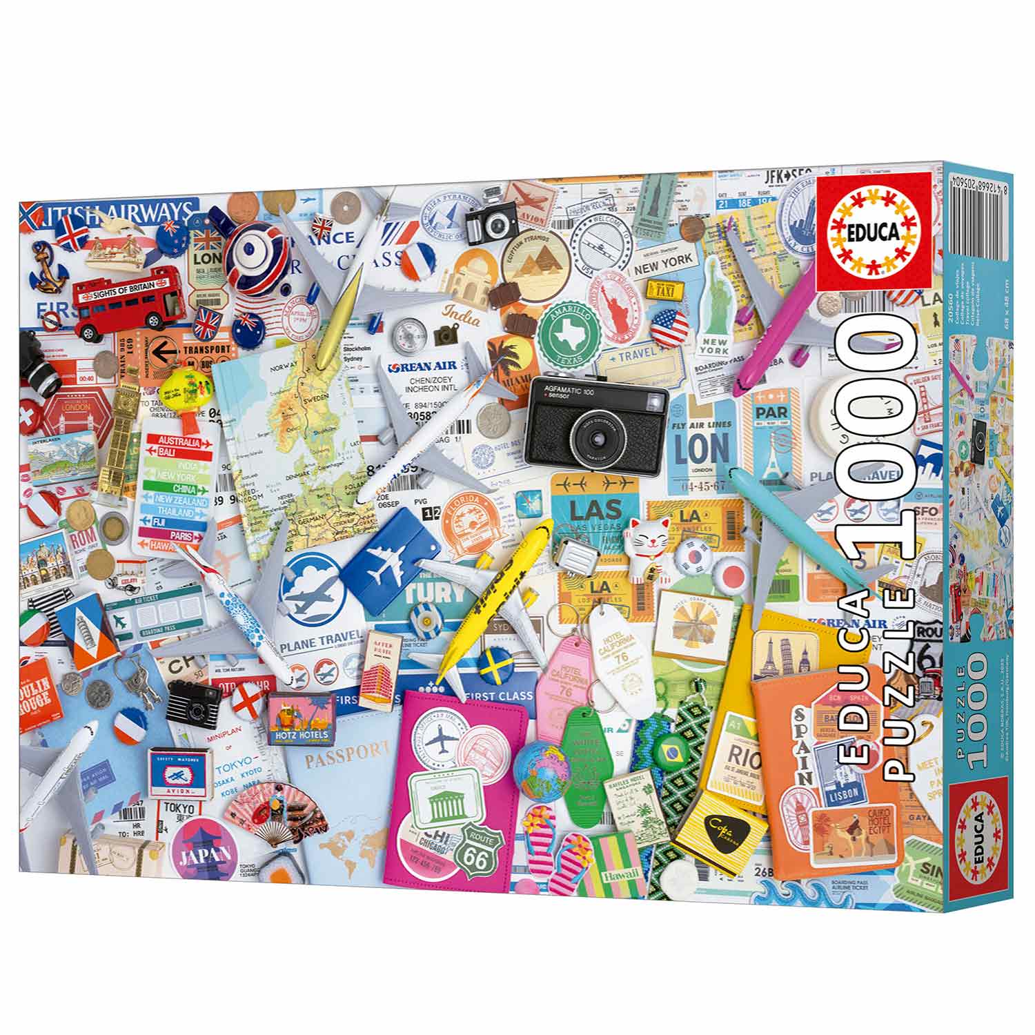 Puzzle Educa 1000 Peças Colagem De Viagens 20560 ( Imagem 4 de 4 ) - Preview