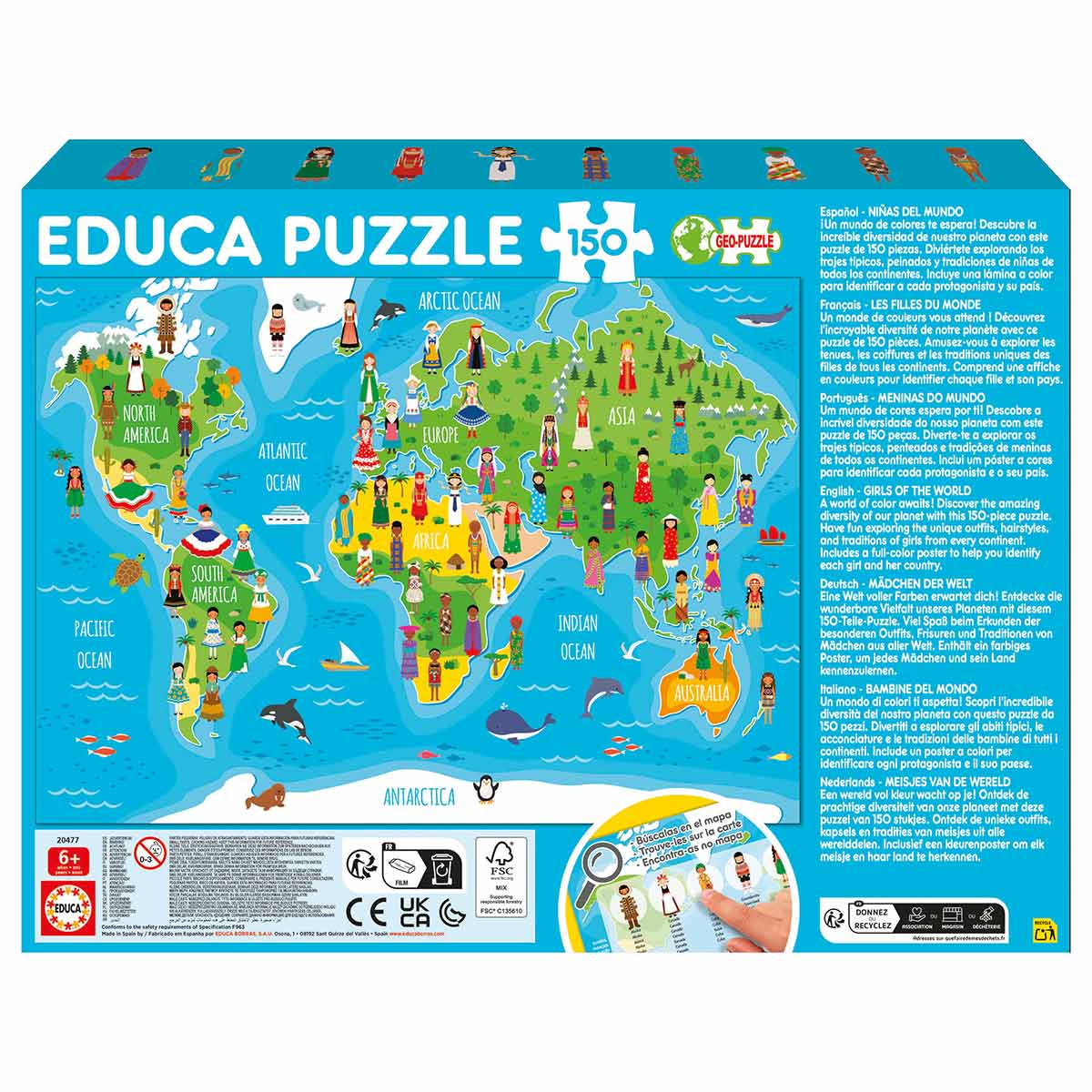 Puzzle Educa 150 Peças Meninas Do Mundo 20477 ( Imagem 3 de 4 ) - Preview