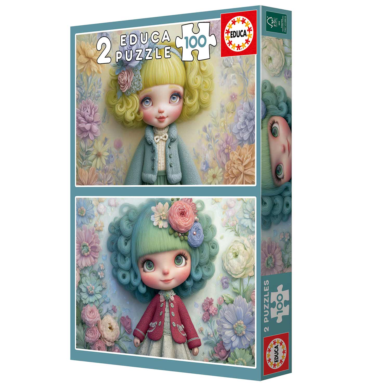 Puzzle Educa 2X100 Peças Meninas Florais 20499 ( Imagem 4 de 4 ) - Preview