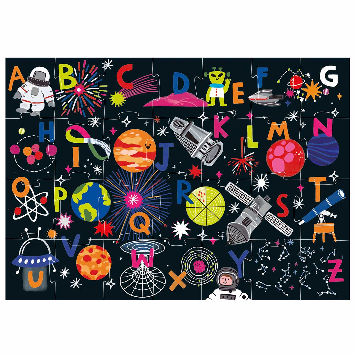 Puzzle Educa Max 28 Peças Alfabeto Espacial 20493 ( Imagem 2 de 3 ) - Preview