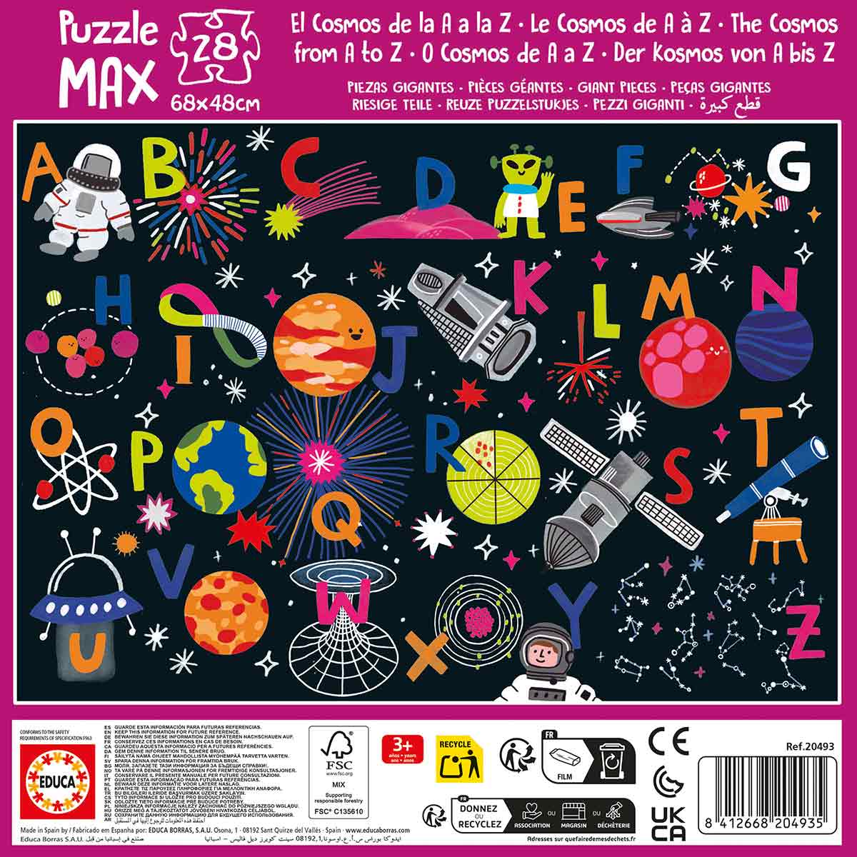 Puzzle Educa Max 28 Peças Alfabeto Espacial 20493 ( Imagem 3 de 3 ) - Preview