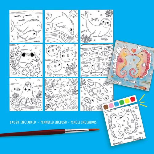 Kit de atividades para colorir Carioca Artivity Aguarelas Mar ( Imagem 2 de 2 ) - Preview