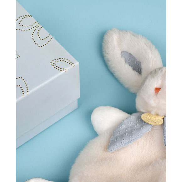 Doudou Coelho Branco Com Laço Azul 25Cm Doudou Et Compagnie Lapin Bonbon Dc4668 ( Imagem 2 de 4 ) - Preview
