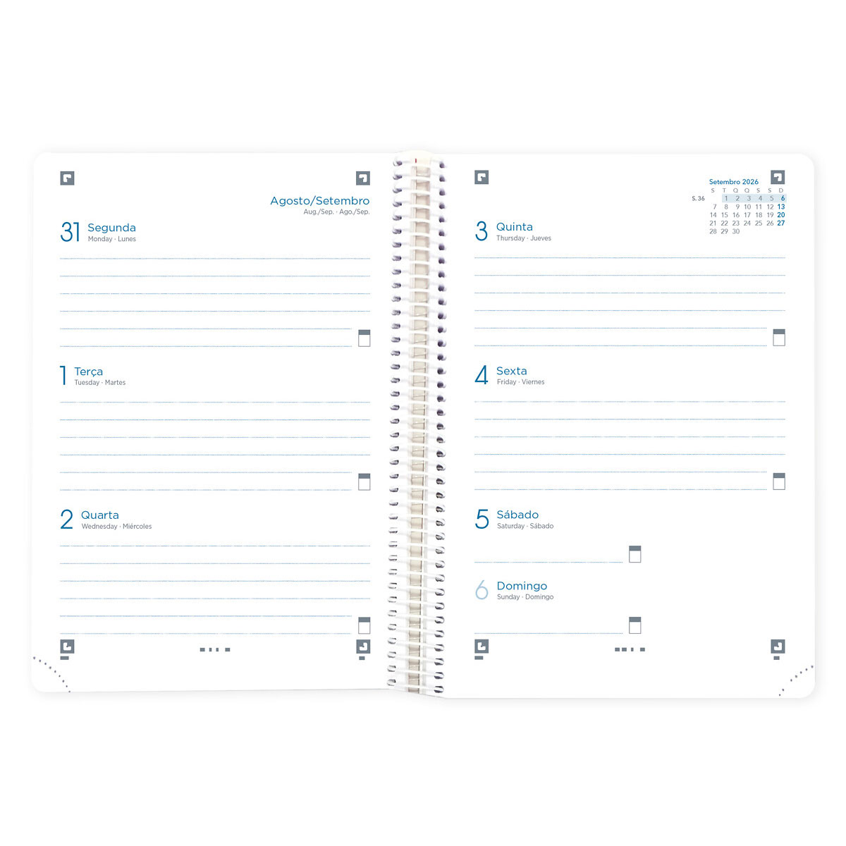 Agenda Escolar Semanal A6 2026/27 12 Meses Espiral Oxford Live&Go Sortido 400208137 ( Imagem 2 de 3 ) - Preview