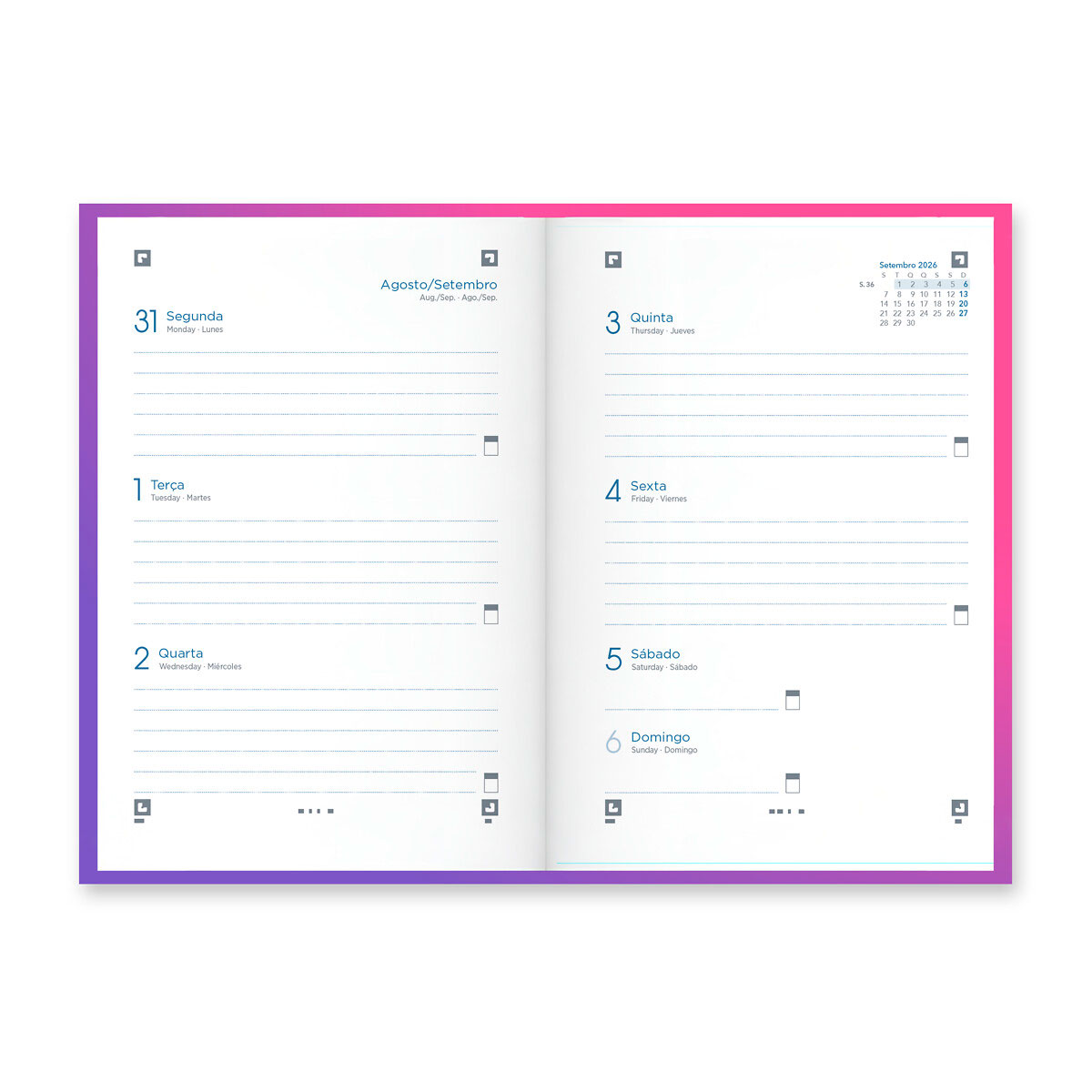 Agenda Escolar Semanal A6 2026/27 12 Meses Oxford Gradient Sortido 400208136 ( Imagem 2 de 3 ) - Preview