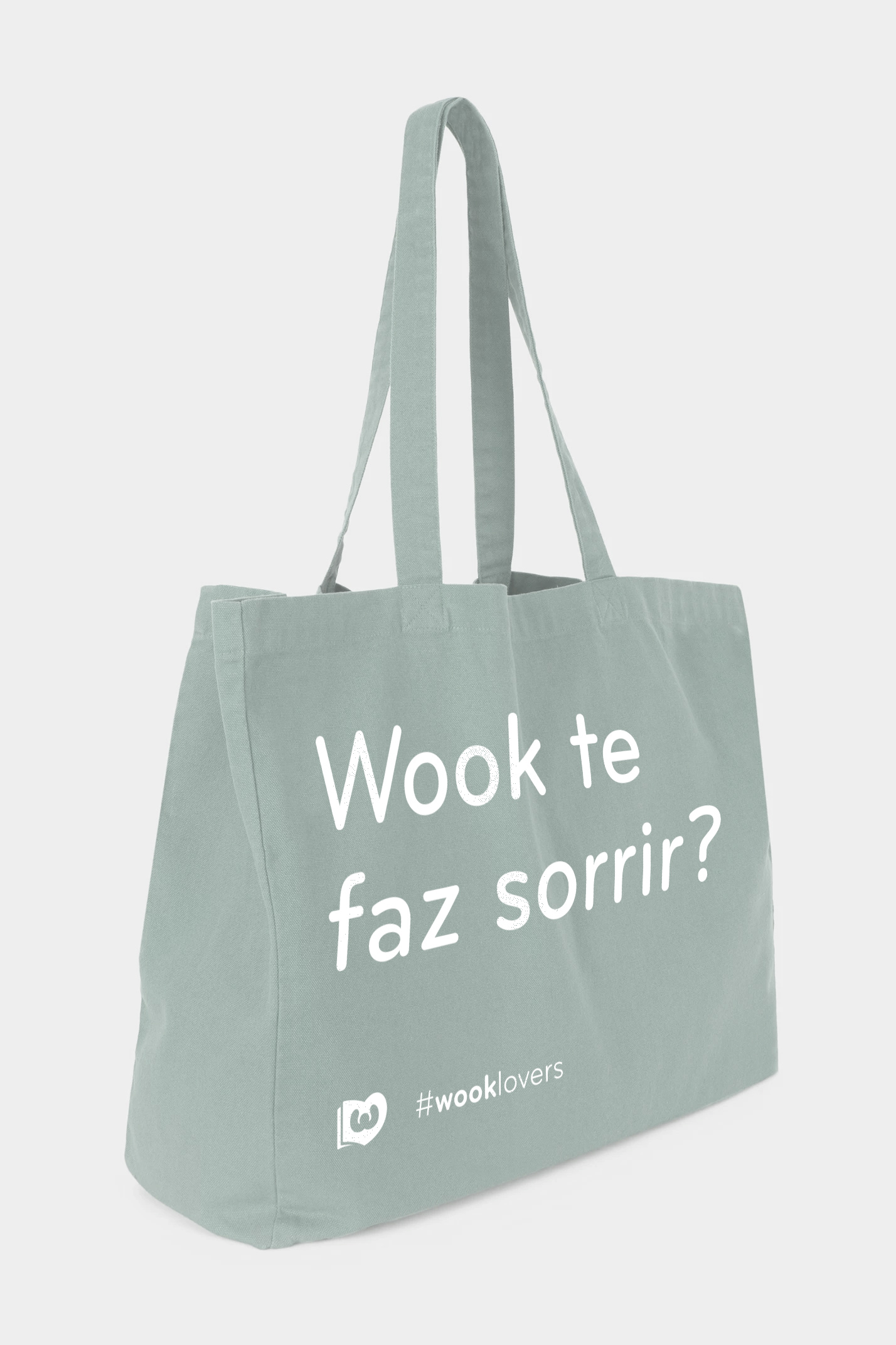 Tote bag oversized verde - “Wook te faz sorrir?” ( Imagem 2 de 3 ) - Preview