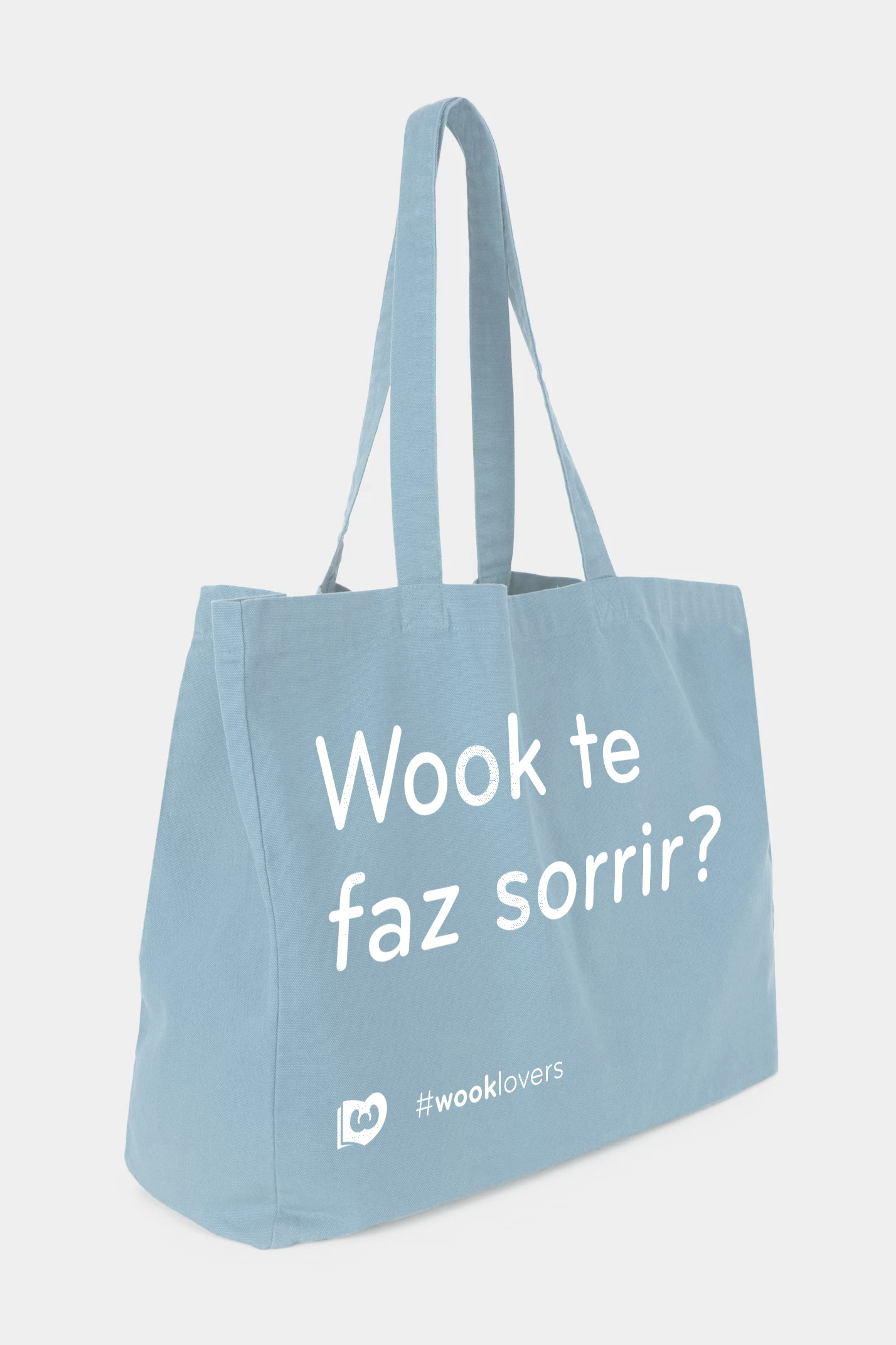 Tote bag oversized azul - “Wook te faz sorrir?” ( Imagem 2 de 3 ) - Preview