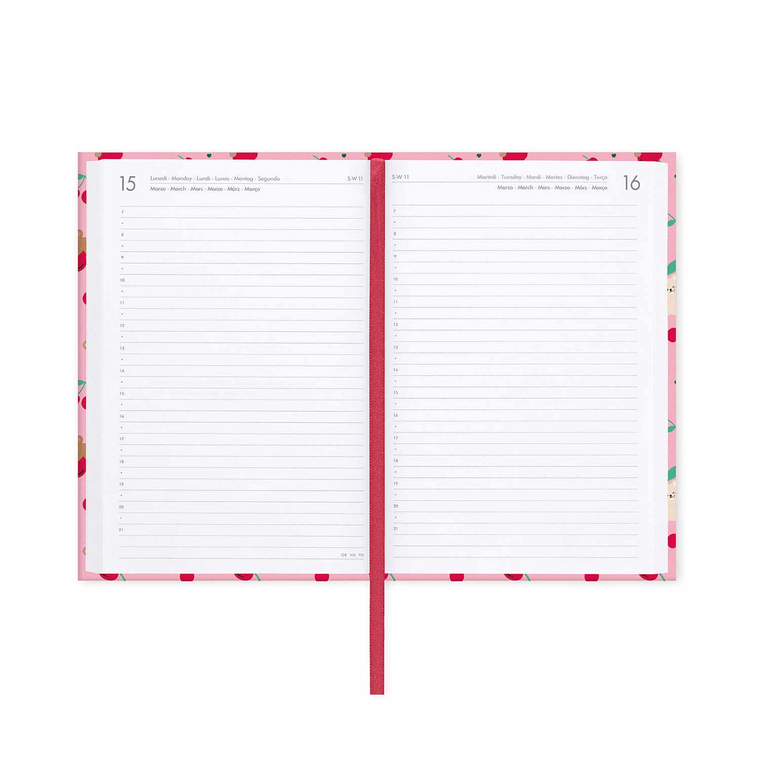 Agenda Escolar Diária 120X180Mm 2026/27 16 Meses Legami Teddy Bear Cherry Pink Com Elastico Ag2716050 ( Imagem 3 de 4 ) - Preview