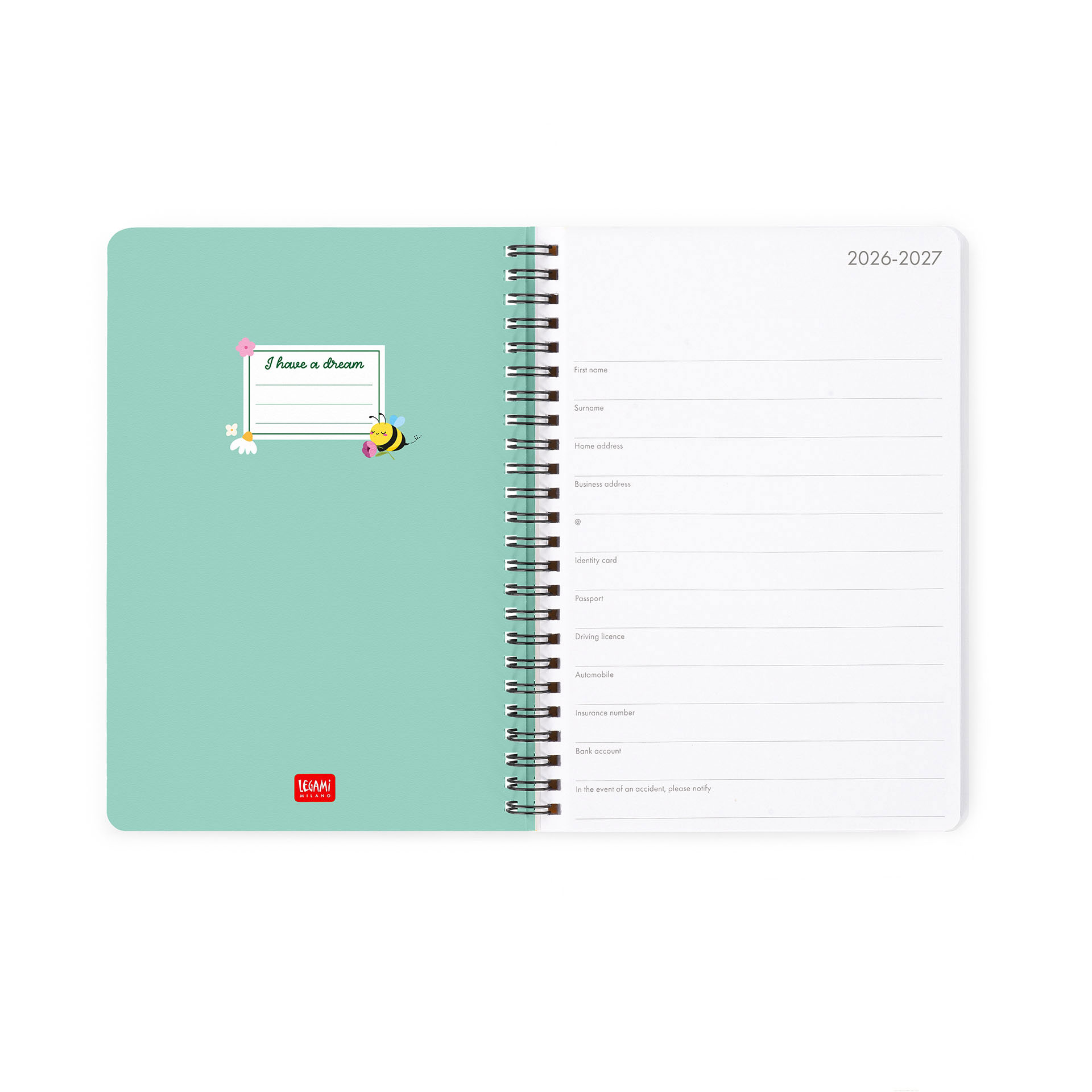 Agenda Escolar Semanal A5 2026/27 16 Meses Espiral Legami Bee Com Elastico Ag2716067 ( Imagem 3 de 4 ) - Preview