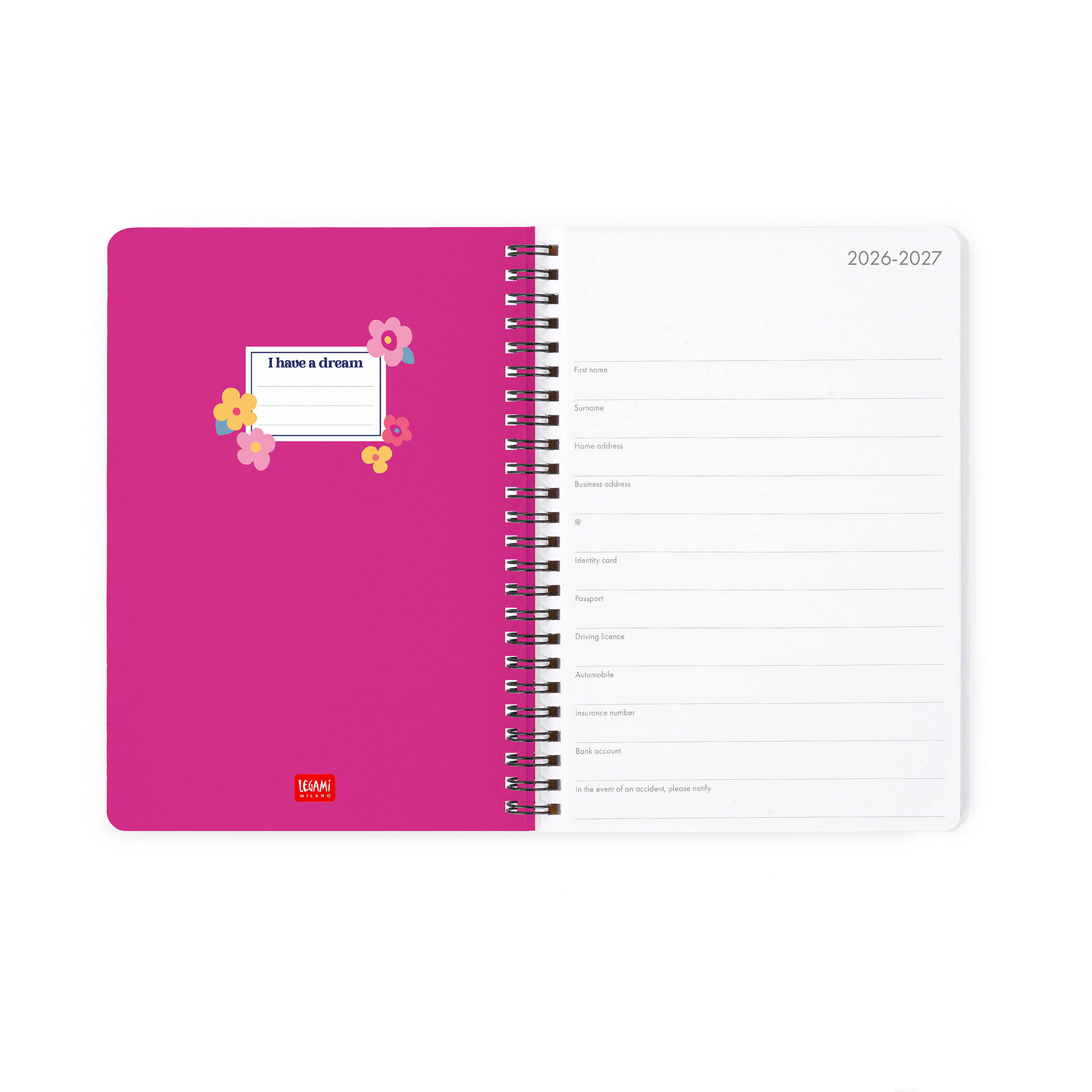 Agenda Escolar Semanal A5 2026/27 16 Meses Espiral Legami Flowers Com Elastico Ag2716063 ( Imagem 4 de 4 ) - Preview