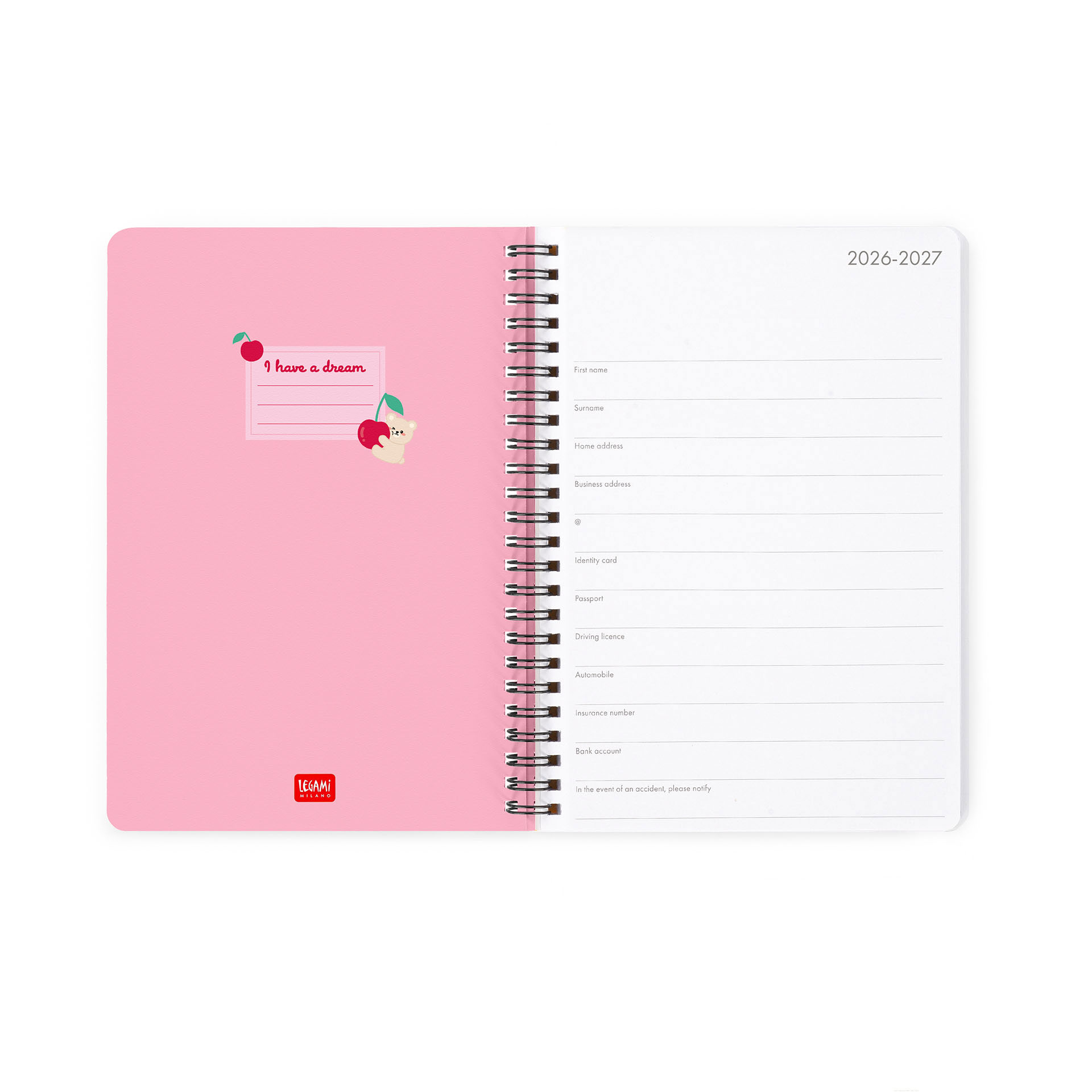 Agenda Escolar Semanal A5 2026/27 16 Meses Espiral Legami Teddy Bear Cherry Pink Com Elastico Ag2716066 ( Imagem 3 de 4 ) - Preview